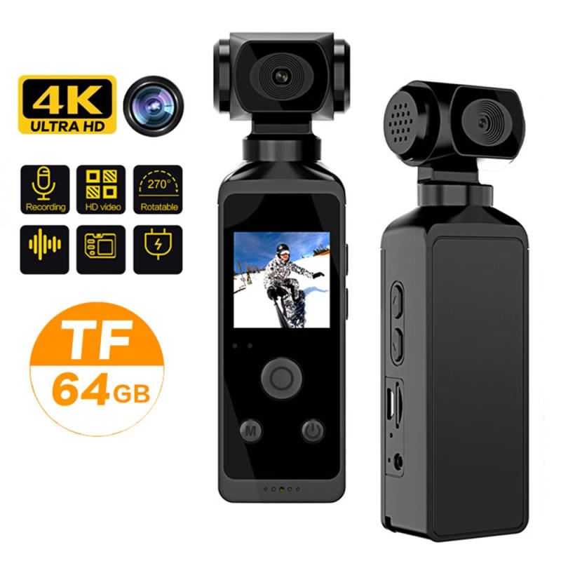 Description Picture 2 of item4K 1080P Pocket Camcorder HD Cam 1.3" LCD Screen 270° Rotatable Wifi Mini sports Camera with Waterproof Case Motion Cameras