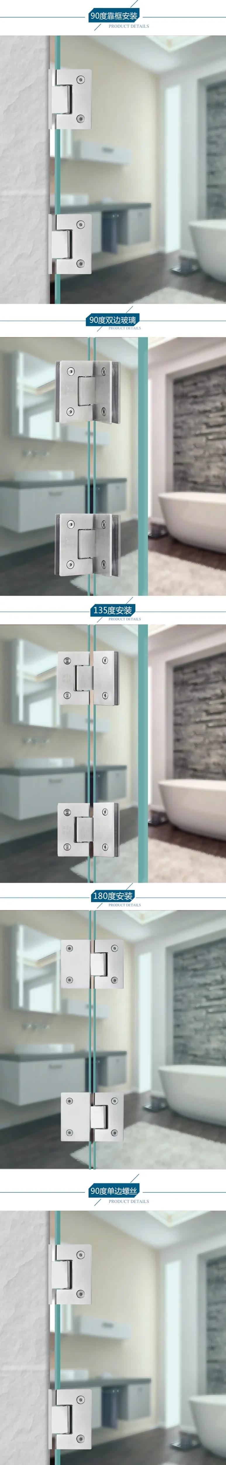 Description Picture 3 of itemStainless Steel Frameless Glass Nickel Brush Door Hinge 90 Degrees of Bathroom Clamp Bathroom Folding Glass Clip Package Mail