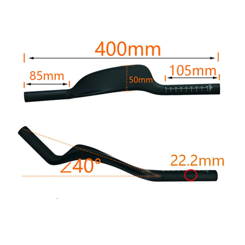 Description Picture 3 of itemBALUGOE Carbon Fiber Road Bicycle Rest TT Handlebar Clip on Aero Bars Handlebar Extension Triathlon Time Trial Cycling Parts