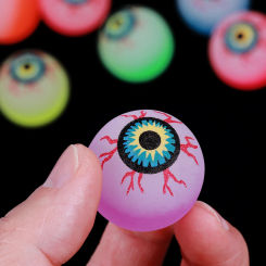 10pcs 32mm Glow In The Dark Halloween Bouncy Balls Horror Luminous Bounce Scary Eye Balls Halloween Party Supplies ( Random )