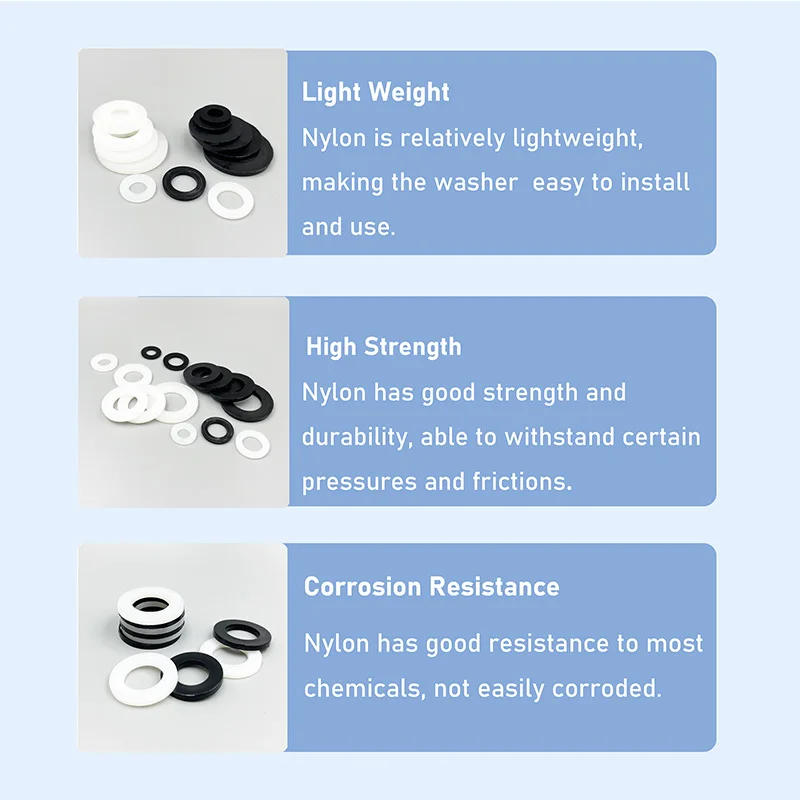 Description Picture 3 of itemPlain Washers Black White Nylon Washers Set Flat Washer M2 M2.5 M3 M4 M5 M6 M8 M10 M12 ~ M20 Insulation Gasket Ring For Screw