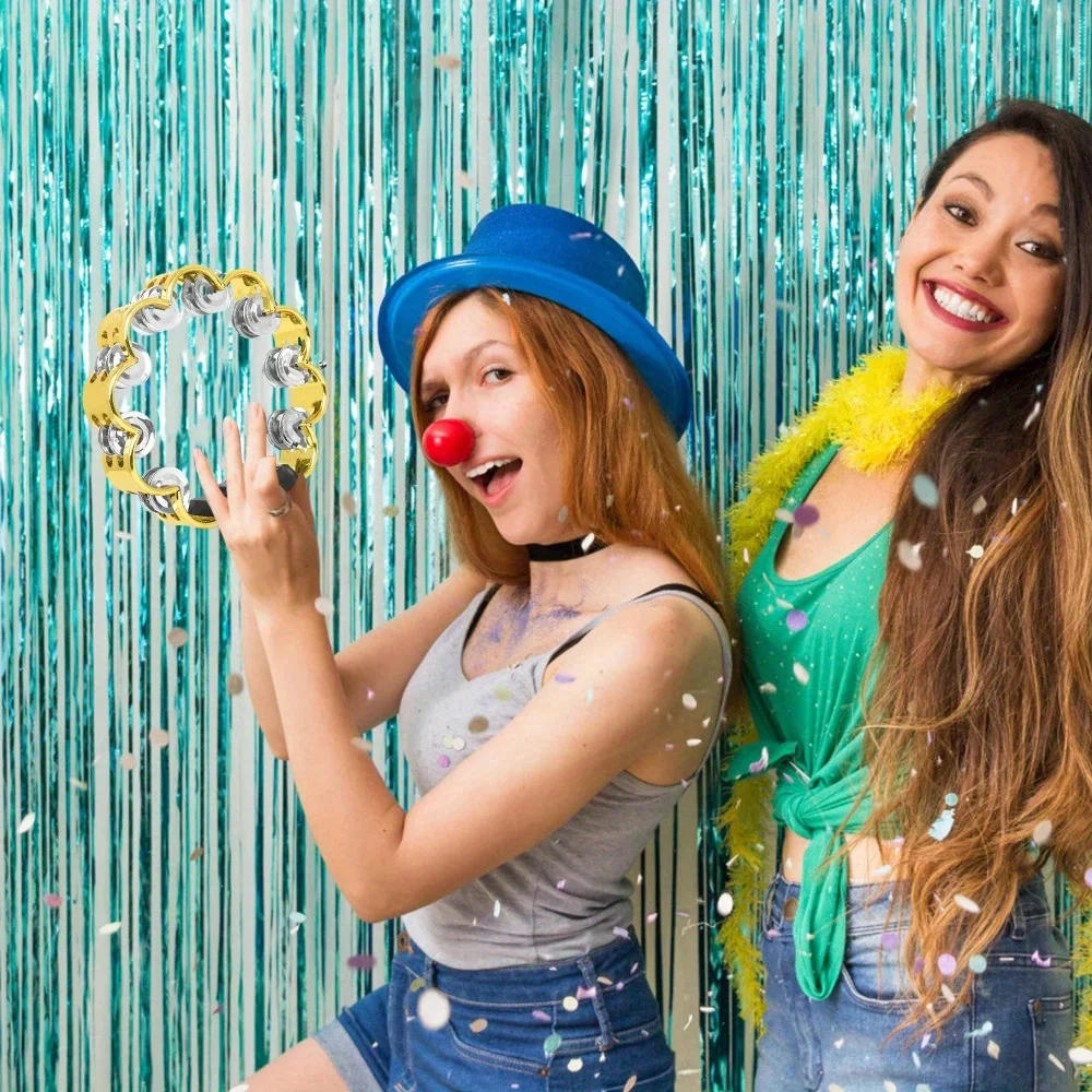 Description Picture 5 of itemAdult Plated Metal ABS Tambourine Music Rhythm Instrument Handheld Percussion Drum Party Church Wedding Performance Concert