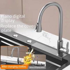 Kitchen Sink Waterfall Faucet Modification Replaces Ordinary Pull-out faucet With The Same Size Tap Kitchen Accessories