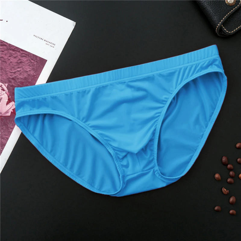 Description Picture 4 of itemSummer Men Sexy Ice Silk Briefs U Convex Pouch Underwear Low-Waist Panties Smooth Soft Underpants Elastic Breathable Short Trunk