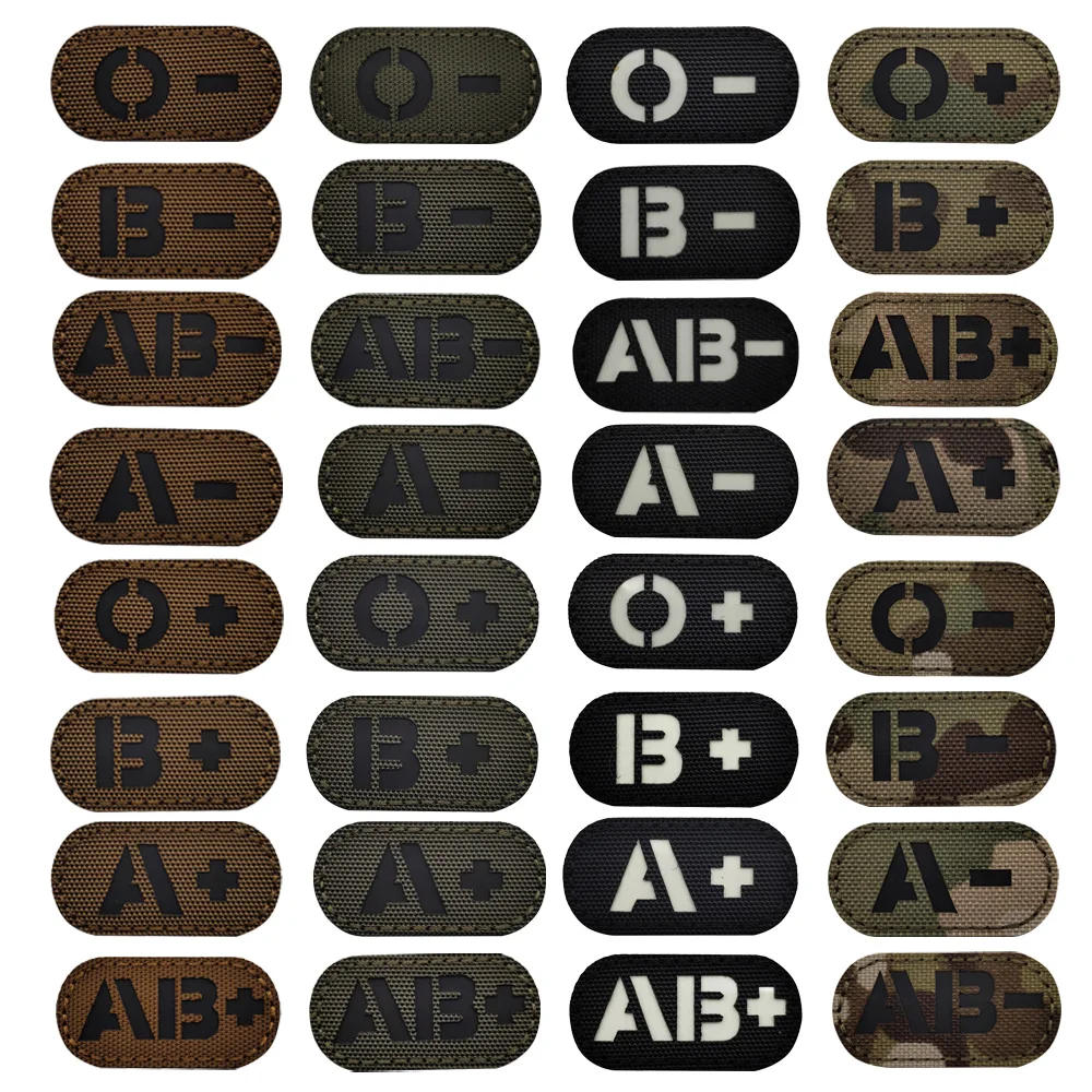 Description Picture 3 of itemGlowing Magic Blood Type Patch IR Reflective Armband A-B - Mini Blood Type Velcro 2X1inch Tactical Morale Badge Backpack Patch
