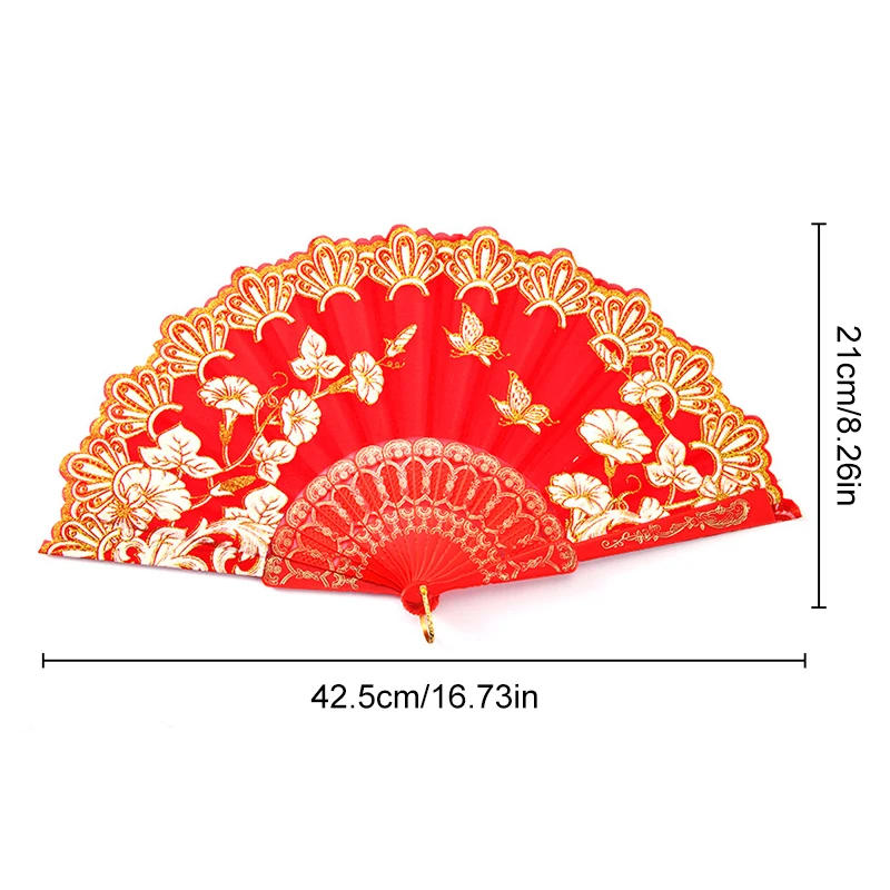 Description Picture 4 of itemHandmade Embroidery Hot Stamping Chinese Folding Fan Dance Performance Props Living Room Tabletop Home Decoration Gifts