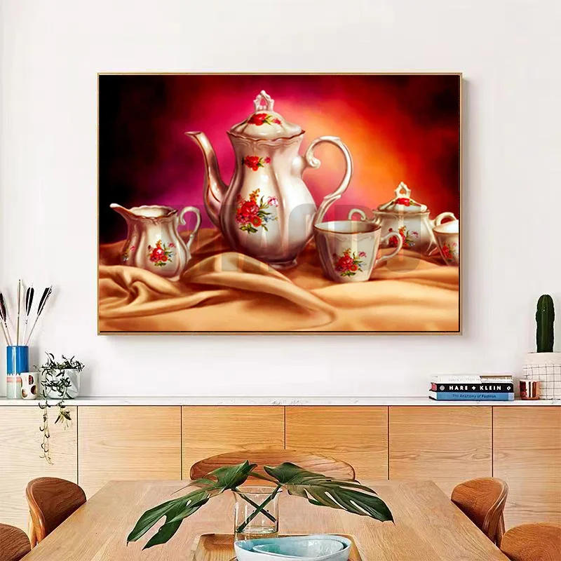 Description Picture 6 of item5D Diamond Painting Garden Kitchen Tea Set Flowers Diamond Embroidery Cross Stitch Kits Mosaic Drill Landscape Home Decor Gifts