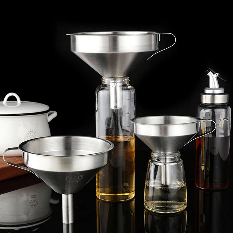 Description Picture 2 of itemStainless Steel Funnel Kitchen Oil Liquid Funnel Metal Funnel with Detachable Filter Wide Mouth Funnel for Canning Kitchen Tools