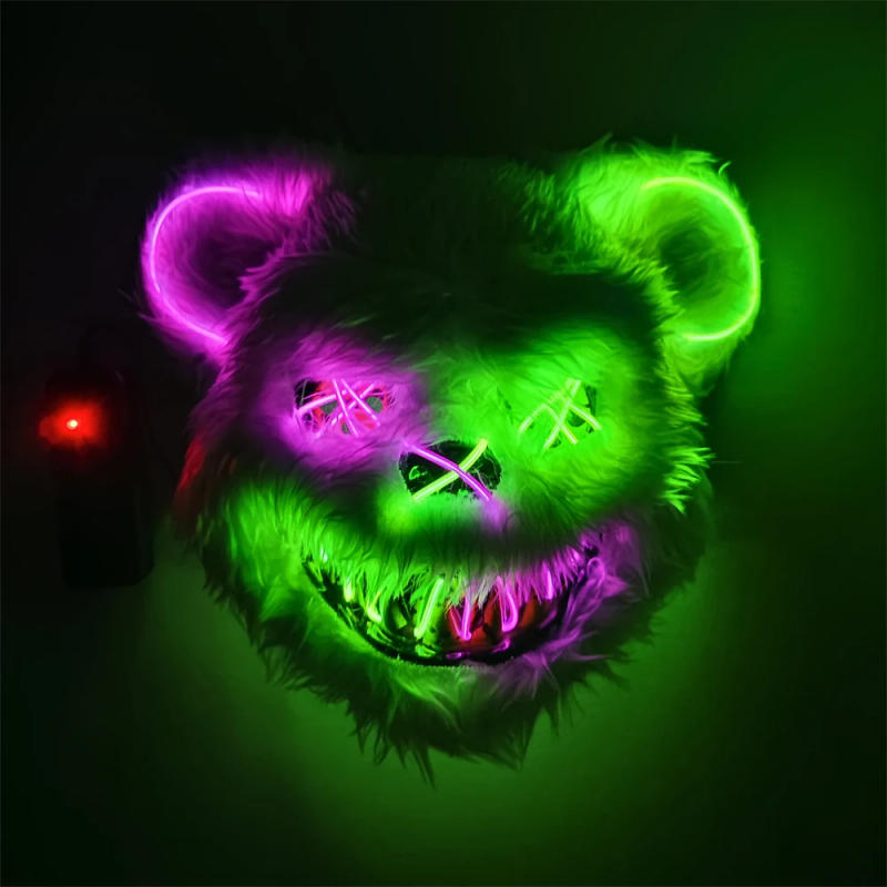 Description Picture 6 of itemNew Bloody Rabbit Bloody Bear Luminous Led Mask Halloween Horror Bunny Mask Carnival Party Cosplay Horror Dress Up Props Gifts