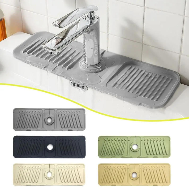 Description Picture 2 of itemHeightened Slope Faucet Drain Pad New Silicone Anti-splash Sink Splash Mat Thicken Anti-slip Pool Soap Pad Kitchen