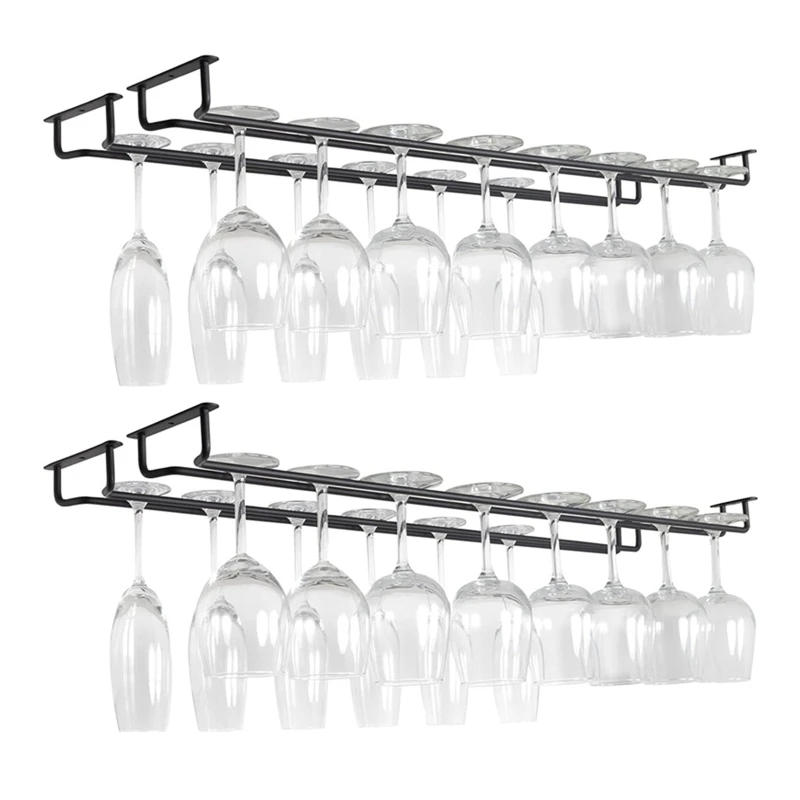 Description Picture 5 of itemLarge Stemware Wine Glass Hanger Rack Under Cabinet Kitchen Bar Storage Black 87HA