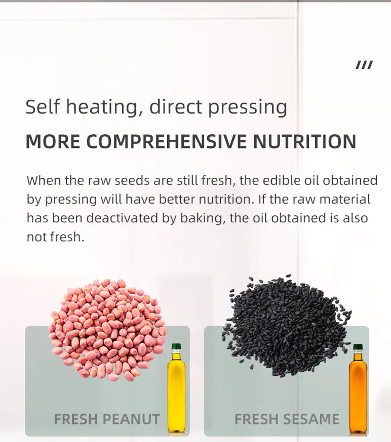 Description Picture 3 of itemIntelligent Electric Sesame Oil Press Machine Automatic Household Peanut Hot Cold Oil Extraction Temperature Control