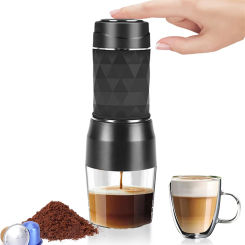 Portable Mini Hand Pressure Coffee Machine Espresso Coffee Maker Capsule Ground Coffee Brewer Portable for Travel and Picnic