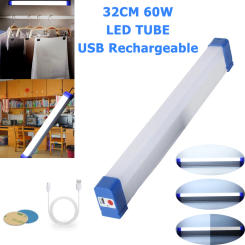 32CM Dimmable T5 LED Tube 60W USB Rechargeable Camping Light With Hook & Magnet Portable LED Light Bulb for Outdoor Emergency