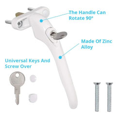 2Pcs Lockable Window Handle With Key & Screws Aluminum Alloy Balcony Door Handle