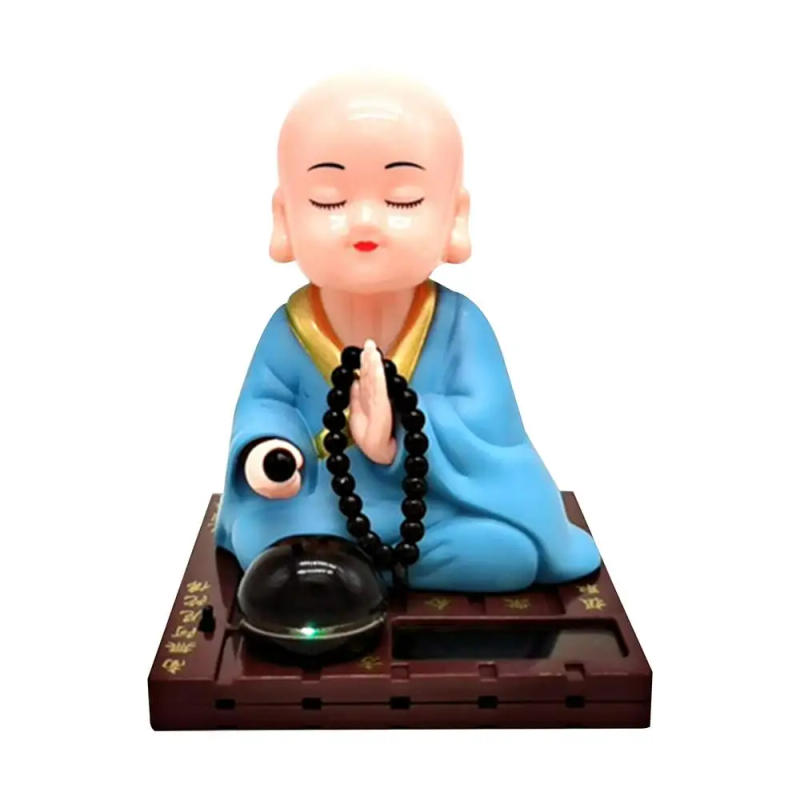 Description Picture 2 of itemSolar Powered Bobble Shaking Head Dancing Toy Buddhist Monk Figurines Statues Car Dash Board Home Office Decorations