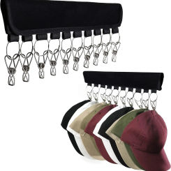 Foldable Hat Hanger Fabric Cap Towel Holders Stainless Steel Clips Multifunctional Clothes Hanger Wardrobe Clothing Organization