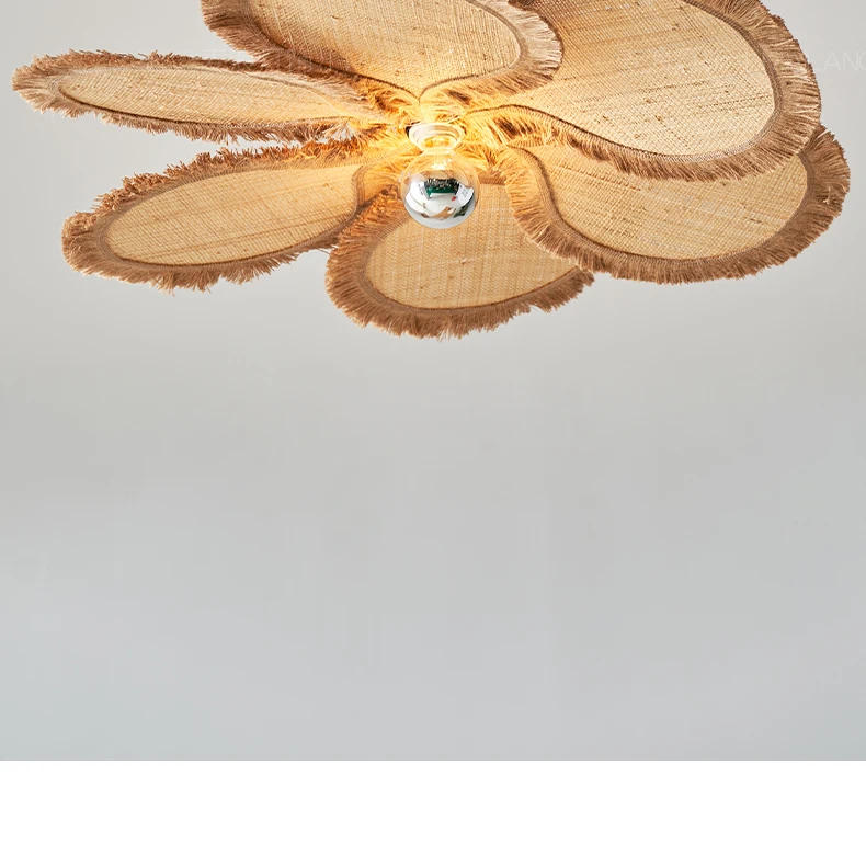 Description Picture 3 of itemWabi Sabi Petal Pendant Lamp Living Room Bedroom Dining Room Artistic Flower Pattern Grass Woven Flower Design Lighting Fixtures