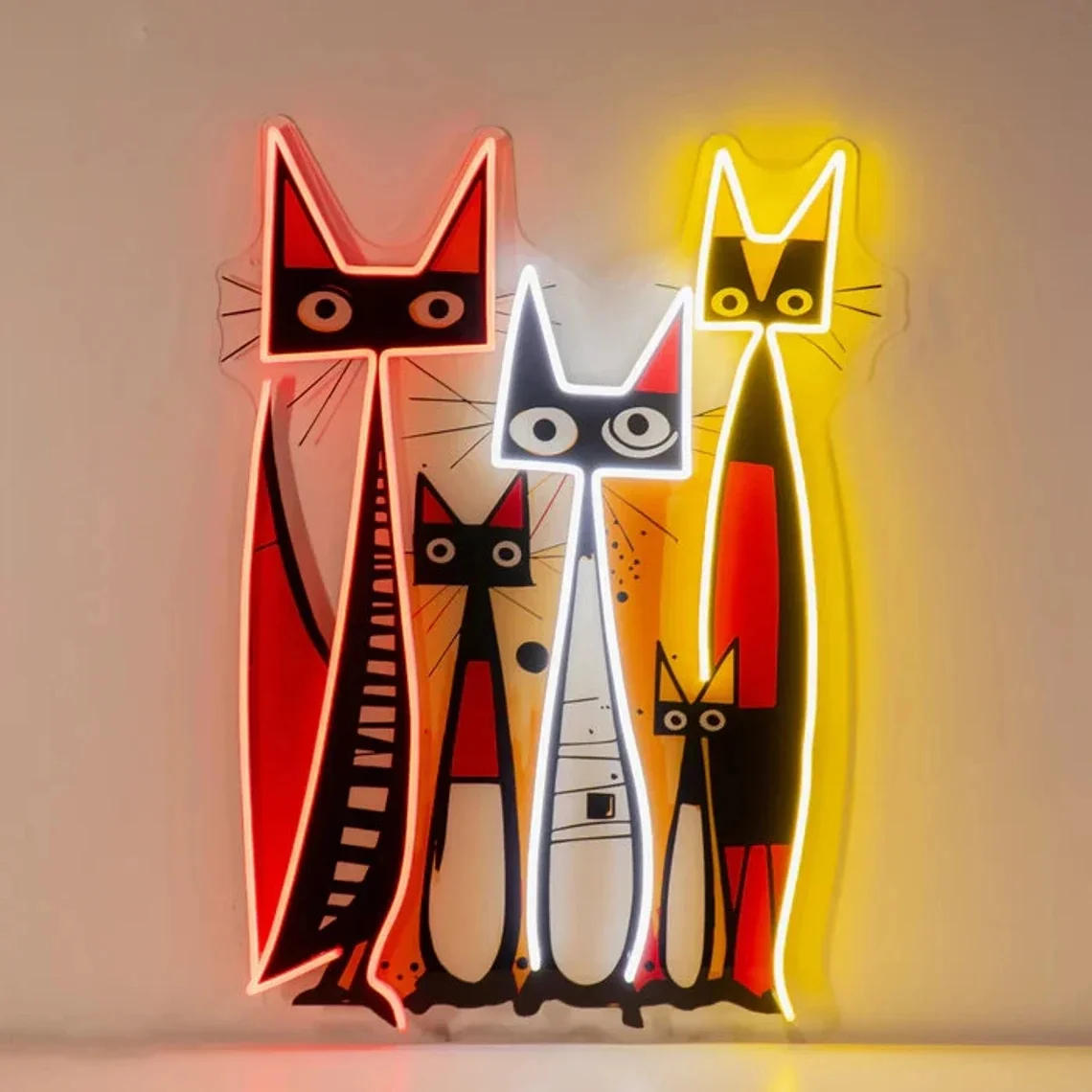 Description Picture 2 of itemCustom Personalized Picasso Animal Neon Led Light Sign for Couple and Cat Abstract Neon Home Decor House Wall Art Sign for Salon