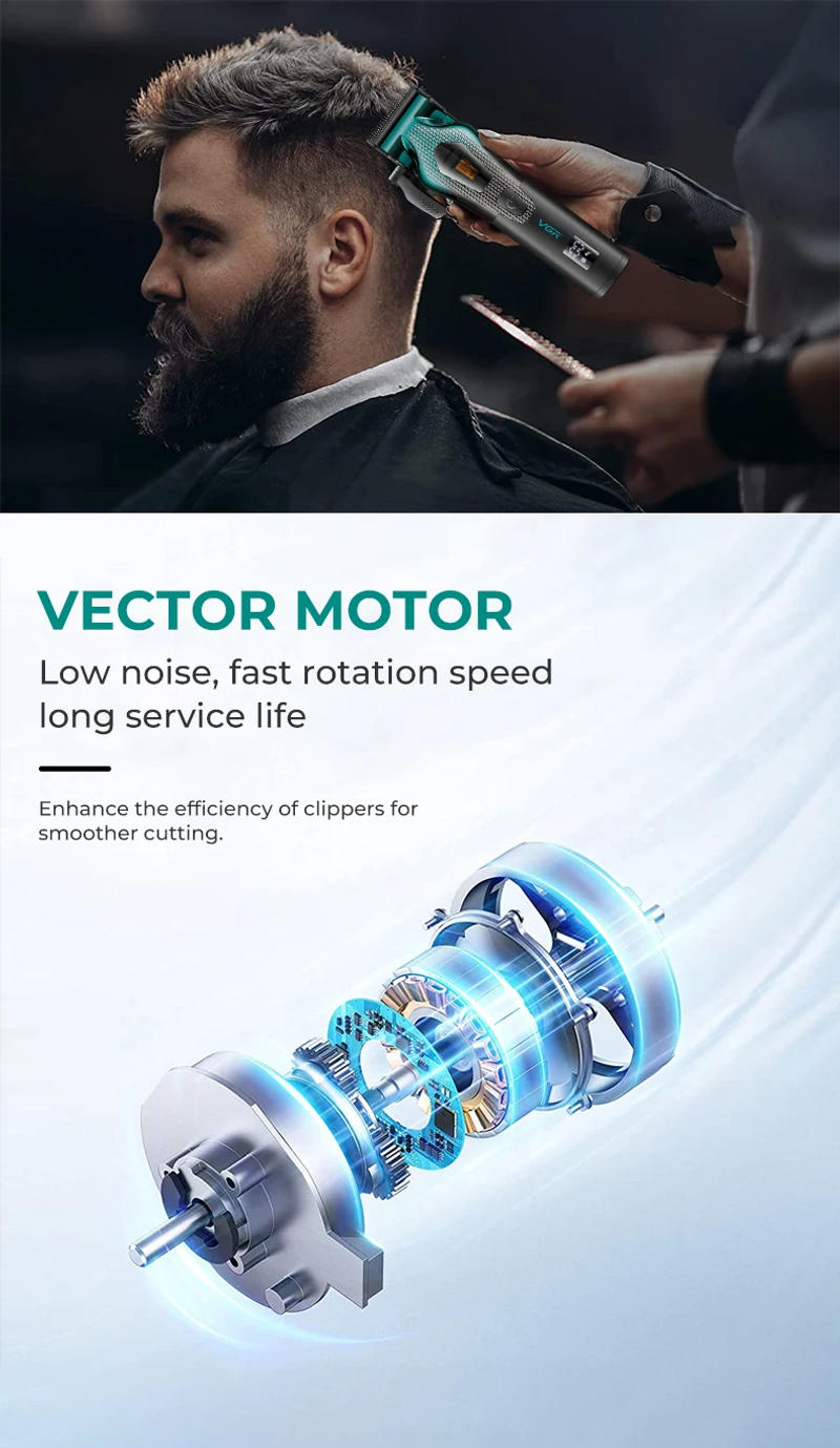 Description Picture 4 of itemVGR high-end customized electric hair clipper gradient metal shell electric push shear intelligent control hair trimmer V-271