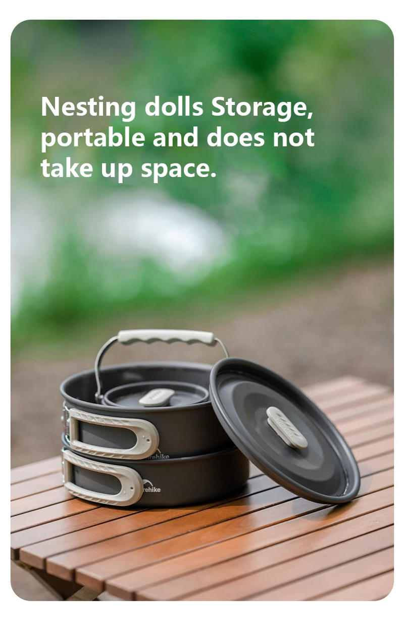 Description Picture 4 of itemNaturehike Camping Cookware Kit Outdoor Frying Pan Portable Kettle Foldable Picnic Tableware Kitchen Utensils Cooking Utensils