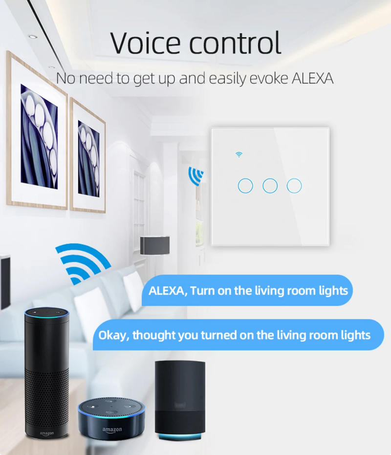 Description Picture 4 of itemSmart Switch EU WiFi Smartlife Neutral Wire/No Neutral Wire Touch Light Switch 220V Works With Alexa Google Home 1/2/3/4 Gang