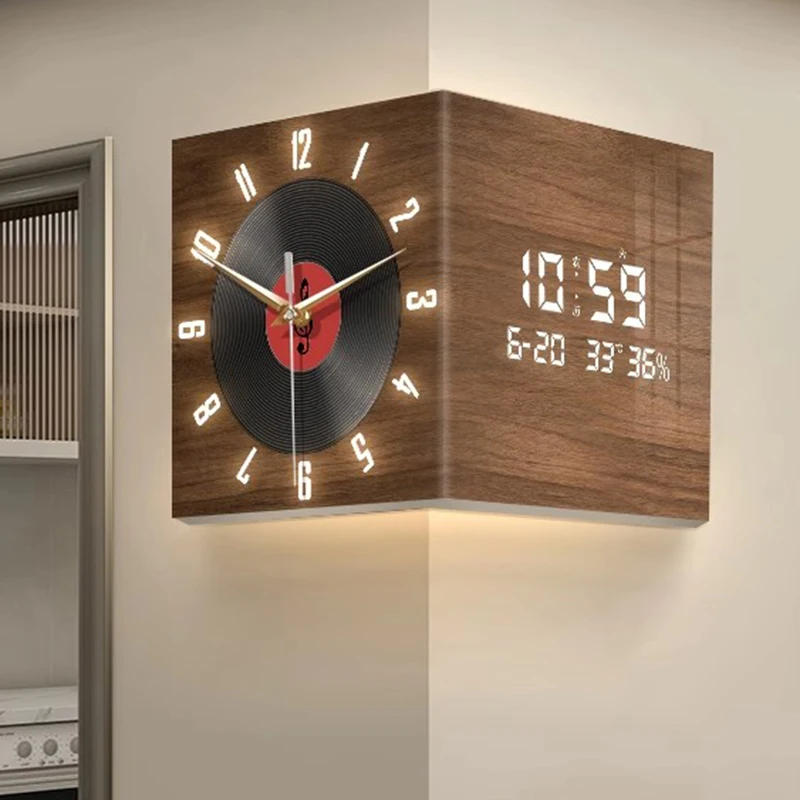 Description Picture 3 of itemModern Wall Clocks Living Room Large Corner Clock Elegant Led Digital Wall Clock Electronic Calendar Noiseless Clocks Home Decor