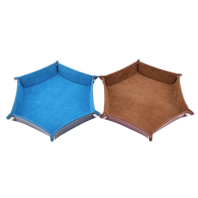 Description Picture 2 of itemHigh Quality Leather Folding Hexagon Dice Tray Purple Dice Box For RPG DnD Games Dice Storage Collapsible Phone Key Coin Storage