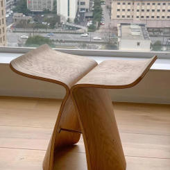 Butterfly Stool Creative Home Simple Curved Wood Low Stool Walnut Color Wood Color Solid Wood Nordic Log Chair Shoe Stool