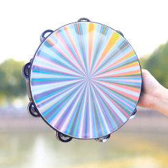 10 Inch Laser Tambourine Orff Musical Instruments High Quality Percussion Instrument for KTV Party Jingle Bell Hand Rattle Drum