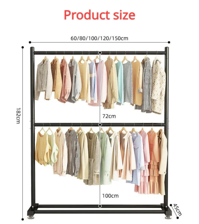 Description Picture 6 of itemSimple Rolling Clothes Rack Floor Hanger Living Room Wardrobe Shoerack Shelves Double Layers Coat Hanger Stand Home Furniture