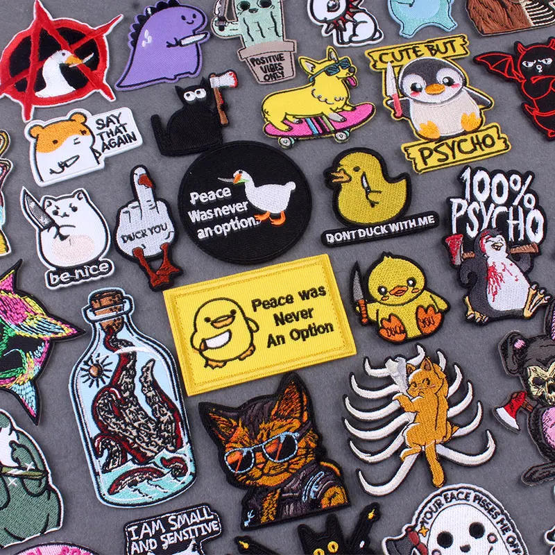 Description Picture 2 of itemFunny Animals Patches For Clothing Thermoadhesive Patches Cool Patch Embroidered Patches on Clothes Hippie Badges On Backpack