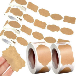 Kraft Paper Stickers Blank Labels Handmade Stationery Gift Tags Decoration Paper Spice Jar Label DIY Envelope Sealing Sticker