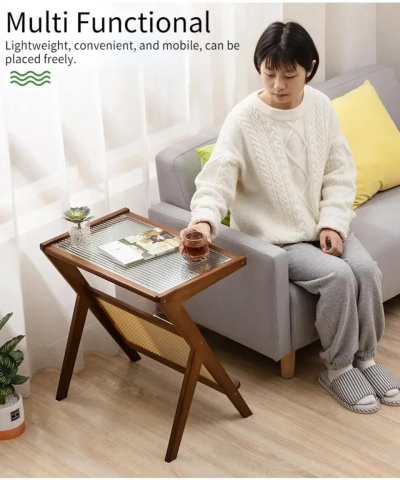 Description Picture 5 of itemMobile Side Table Foldable Coffee Table Bamboo Tea Table Bedroom Save Space Bed Side Table Large Capacity Living Room Furniture