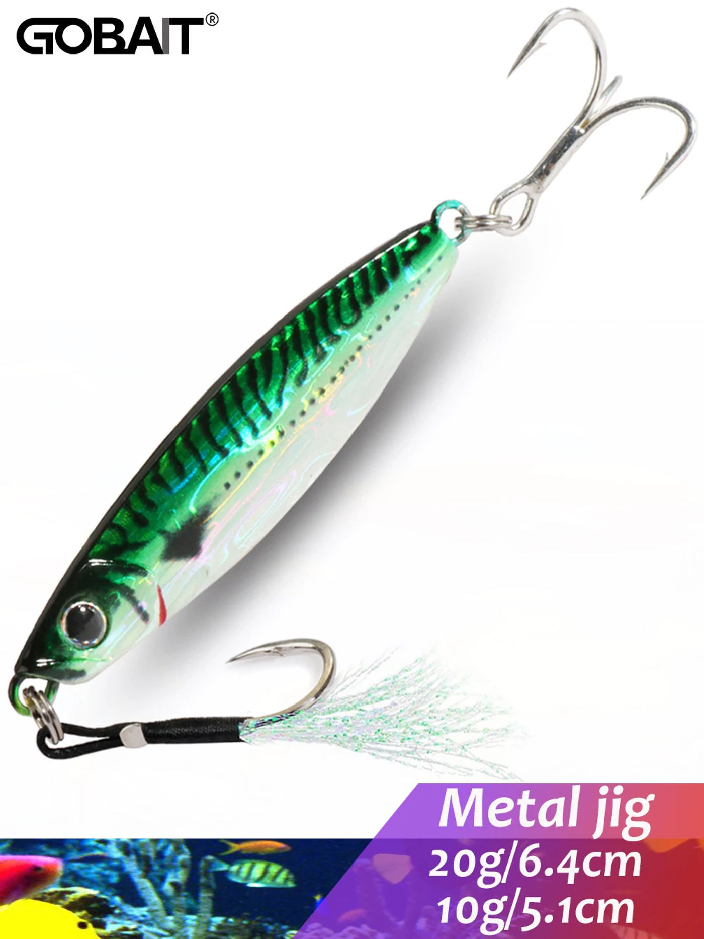 Description Picture 3 of itemMetal Jig Fishing Lure 10g 20g Cast Hook Swimbait 3D Laser Wobbler Pike Spoon Carp Spinner Sea Tackle Kit Pesca Artificial Bait
