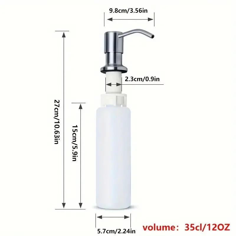 Description Picture 3 of itemStainless Steel Sink Soap Dispenser Kitchen Bathroom Liquid Soap Dispenser Faucet Sink Lotion Pump Storage Holder Bottle