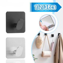 2Pcs Strong Seamless Hook Stainless Steel Non-perforated Wall Hanging Hook Clothes Key Towel Storage Bathroom Accessories