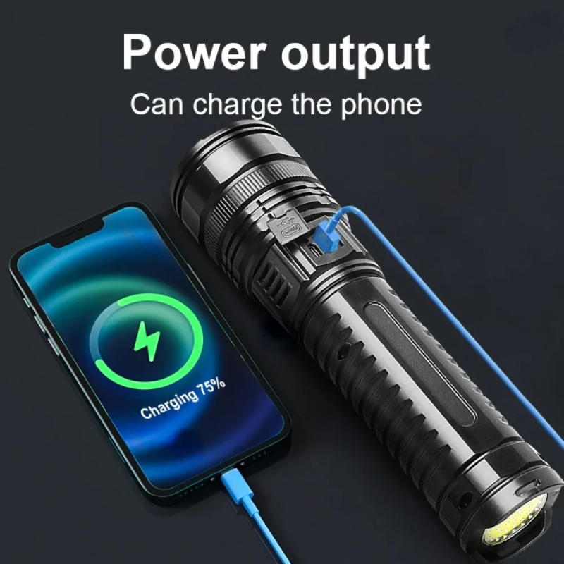 Description Picture 4 of itemUltra Bright Torch Built-in Battery Flash Light Emergency Spotlights 5km 1500W Most Powerful Led Flashlights Tactical