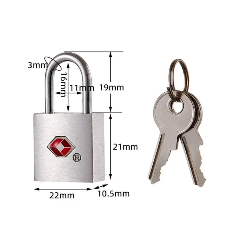 Description Picture 4 of itemNew TSA Customs Lock Zinc alloy Anti-Theft Luggage Lock Silver with 2 Keys Security Padlock Travel