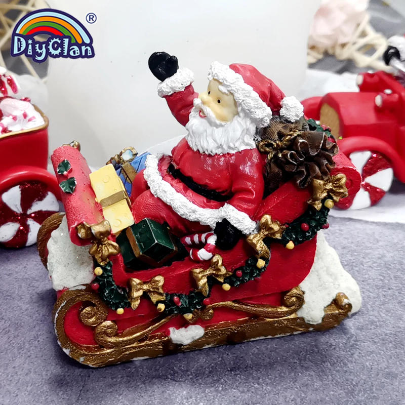 Description Picture 6 of itemNew Santa Claus Sleigh Candle Mold Fondant Cake Decorating Tool DIY Silicone Resin Gypsum Aromatherapy Mould Christmas Decor