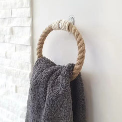 Towel Rack Ring Bathroom Rings for Wall decorators Wooden Hanger Holder Rope Iron Hand