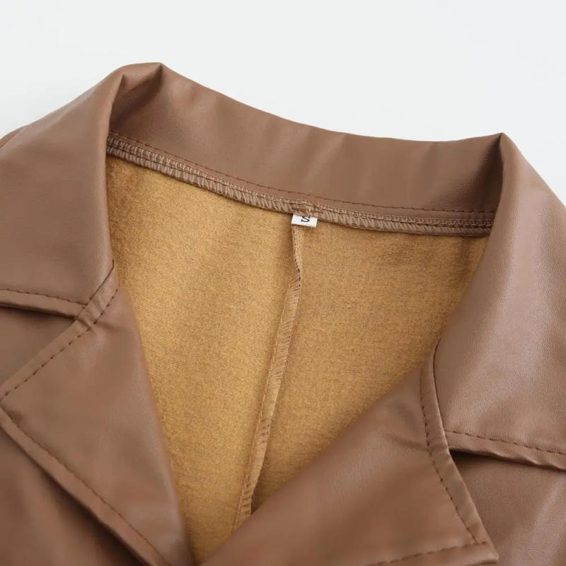 Description Picture 3 of itemFall Men Jacket Stylish Men's Faux Leather Trench Coat with Turn-down Collar Windproof Streetwear Jacket for Slim Fit for Men