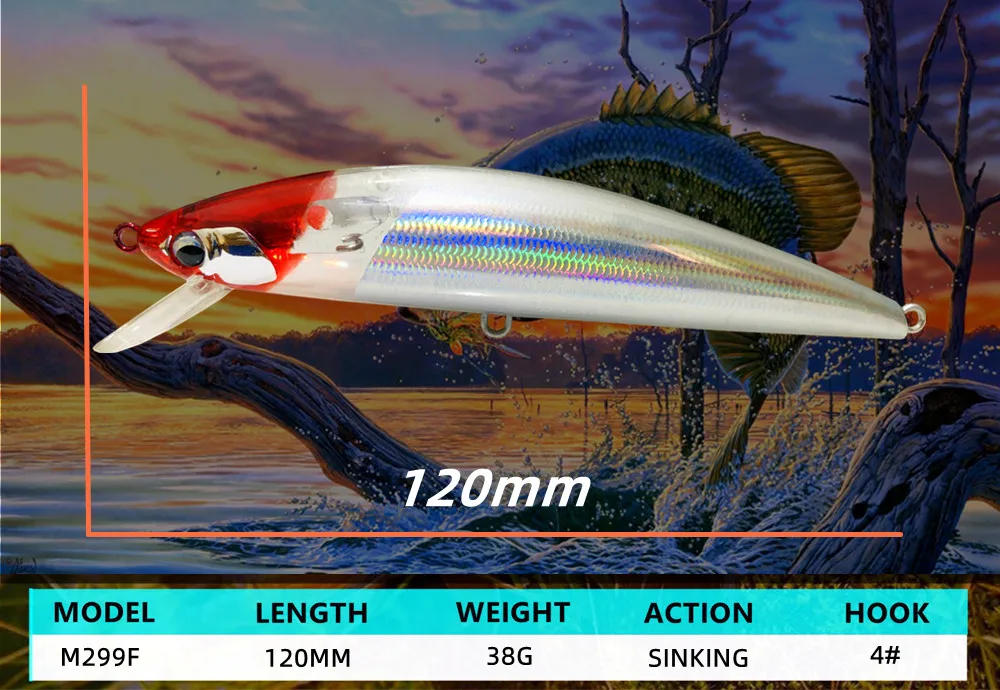 Description Picture 3 of itemBATTLEBASS Fishing Lure Flash Blade Seawater & Freshwater Sinking Minnow 38g Tungaten Weight Fishing Lure Seabass Hard Bait