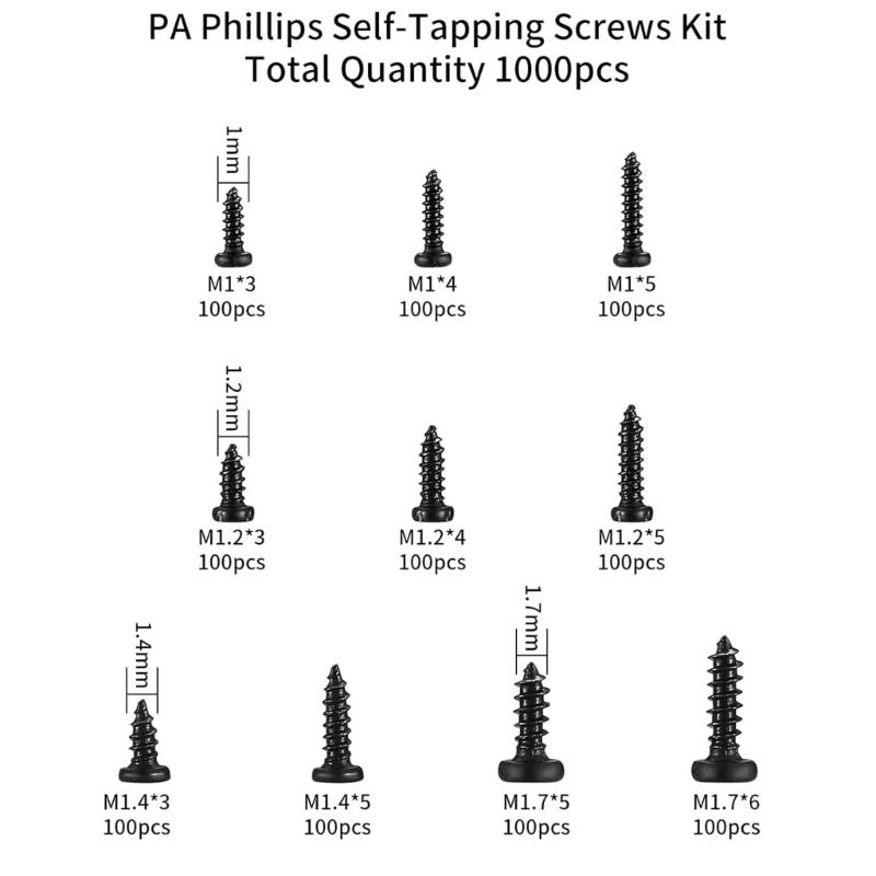 Description Picture 4 of item1000pcs/set Convenient Screw Set Self Tapping Screws Assorted Screw Set Repair Screw Assortment for Homes Office Project