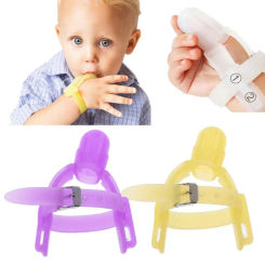 2 Colors Nontoxic Silicone Baby Kids Child Finger Guard Stop Thumb Sucking Wrist Band For Babies Prevent Bite Fingers Toys