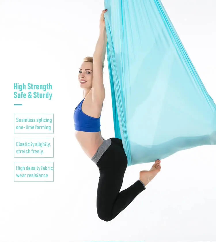 Description Picture 4 of itemFull set Aerial Silks Yoga Swing Hammock Equipment Anti-Gravity Inversion Belt for GYM Home Aerial Dance Flying Yoga Set 5*2.8m
