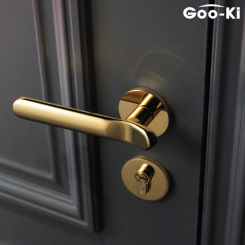 Goo-KI Modern Silent Door Lock Bedroom Door Handle with Lock Interior Security Door Handle Lock Cylinder Security Mute Door Lock