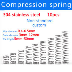 10pcs SS304 stainless steel compression spring thickness 0.4mm 0.5m Mini spring Household maintenance tools Hardware accessories