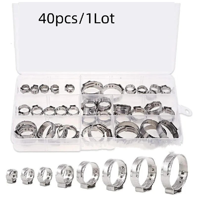 Description Picture 3 of item40Pcs/1Set Hose Clamps Stainless Steel 6-23.5mm 1-Ear Stepless Clamp Worm Drive Fuel Water Hose Pipe Clamps