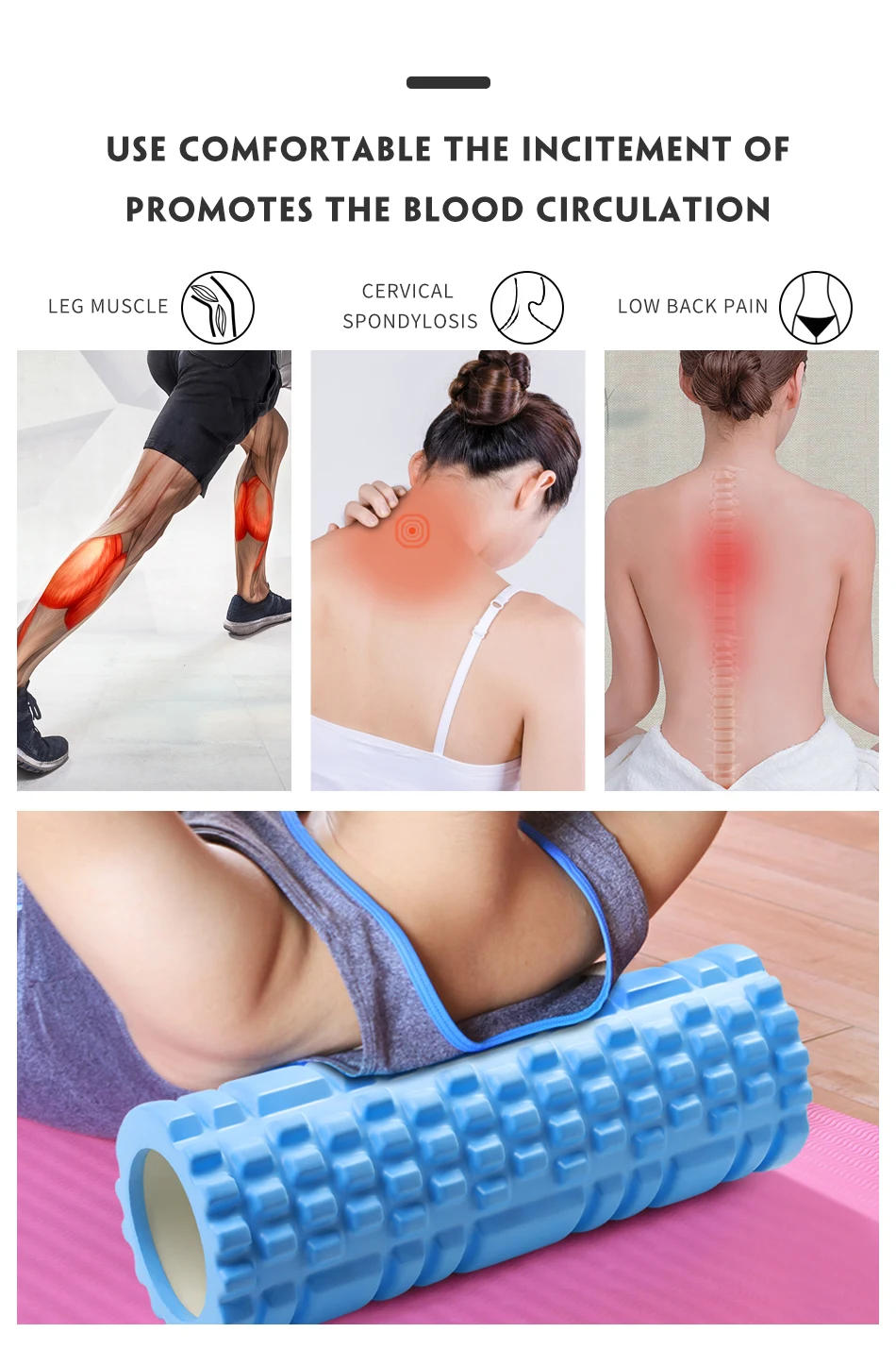Description Picture 3 of itemYoga Column Gym Fitness Foam Roller Pilates Yoga Exercise Back Muscle Massage Roller Soft Yoga Block Muscle roller Drop Shipping